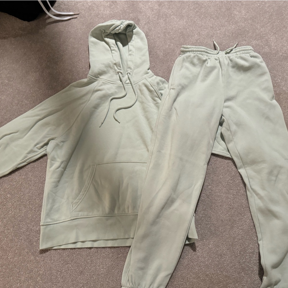 light green sweatsuit